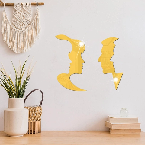 Adesivi Murali a Specchio in Acrilico Moderno Astratto Silhouette del Viso Per Soggiorno Camera da Letto Decorazione
