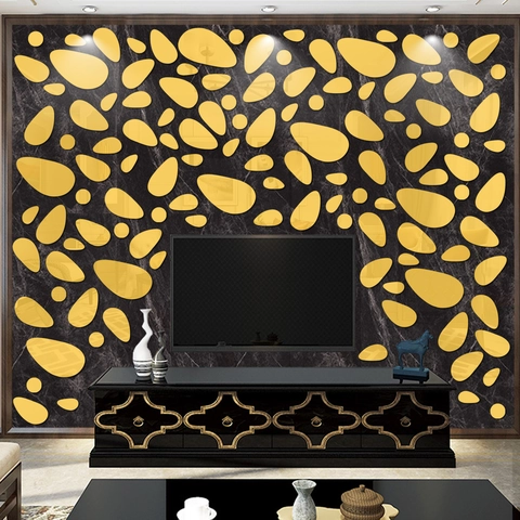 Adesivi da Parete a Specchio in Acrilico a Forma di Ciottolo DIY Specchi Geometrici Irregolari per Soggiorno Camera da Letto Bagno Casa