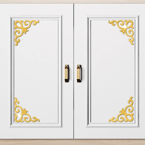 Stickers Muraux Miroir en Acrylique de Style Baroque pour Décoration d'Angles de Meubles Décalcomanies Miroir 3D Décoratives pour la Maison