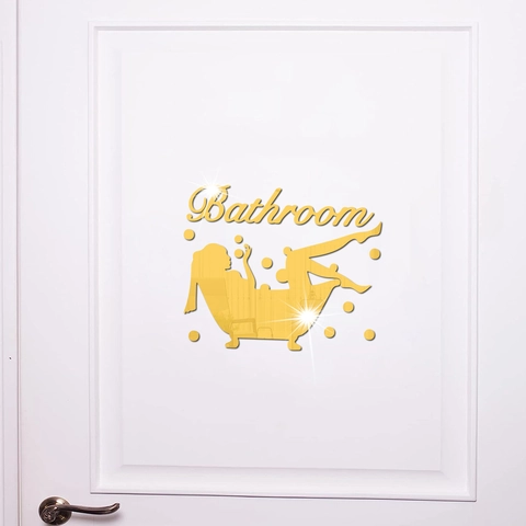 Acryl Spiegel Badezimmer Wandtattoo Modern Wasserdicht Badewanne Silhouette Aufkleber Für Haus Bad Toilette Dekoration