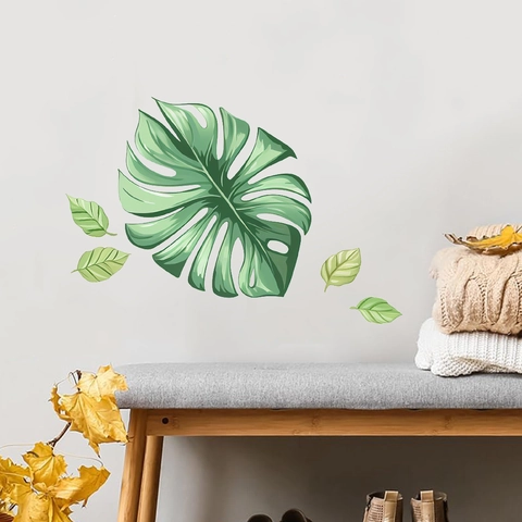Kreatives Monstera Blatt Wandtattoo Wasserdicht PVC Grün Tropische Pflanze Aufkleber Für Wohnzimmer Schlafzimmer Home Dekor