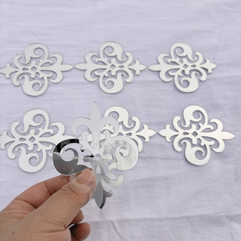 Acrylic Mirror Fleur De Lis Wall Stickers Self Adhesive 3D Decorative Decal For Living Room Bedroom Bathroom Furniture Surfaces