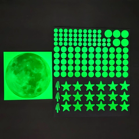 Stickers Muraux Lumineux Lune Étoiles Points Décalcomanies De Plafond Pour Chambre D'enfants Bébé Chambre À Coucher Décor Maison DIY