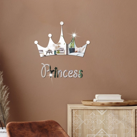 Prinzessin Krone Acryl Spiegel Wandtattoo DIY Reflektierende Kunstaufkleber Für Kinderzimmer Schlafzimmer Wohnzimmer Haus Wanddeko