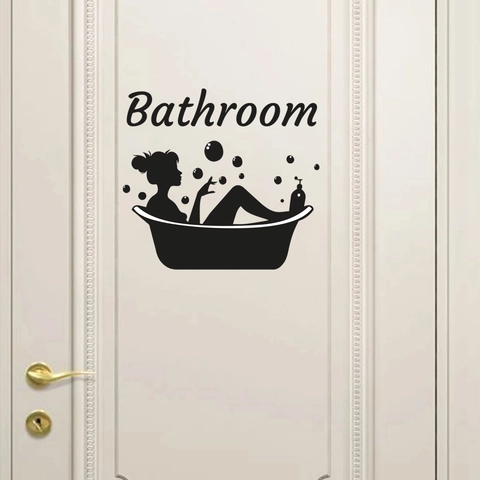 Waterproof PVC Bathroom Wall Sticker Female Bathing Silhouette Decal For Glass Door Or Wall Surface Home Decoration