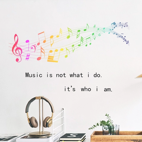 Musiknoten Wandaufkleber Regenbogen Verlauf Notenlinien Musikalische Aufkleber Mit Spruch Für Schlafzimmer Klassenzimmer Deko