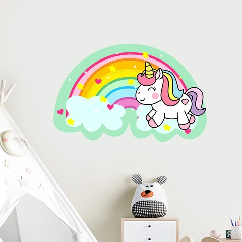 Leuchtend Im Dunkeln Einhorn Regenbogen Wandaufkleber PVC Selbstklebend Fluoreszierend Wandtattoo Für Kinderzimmer Deko