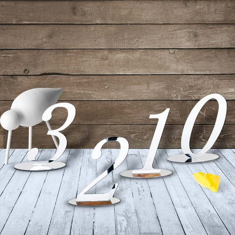 Modern Silver Mirror Acrylic Table Numbers For Wedding Banquet Party Standing Desktop Number Signs Ornament Home Decoration