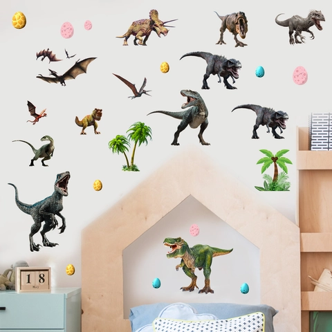 Lichtgevende Dinosauriër Muurstickers Glow In The Dark PVC Fluorescerende Dinosauriër Ei Boom Decals Voor Kinderkamer Decor