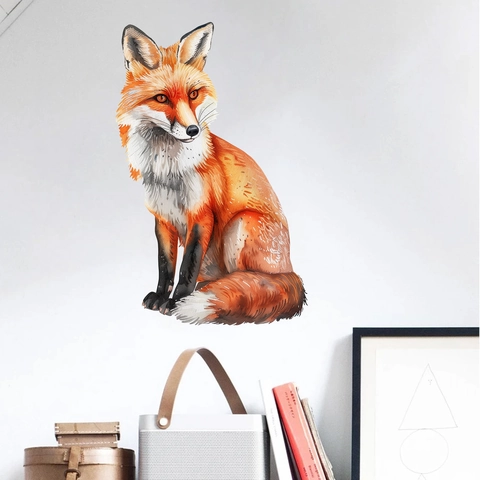 Aquarell Rotfuchs Wandaufkleber PVC Künstlerisches Tier Wandtattoo Für Schlafzimmer Wohnzimmer Dekoration Wandbild
