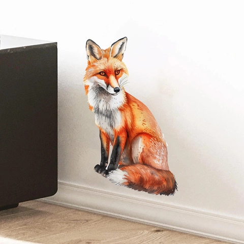 Aquarell Rotfuchs Wandaufkleber PVC Künstlerisches Tier Wandtattoo Für Schlafzimmer Wohnzimmer Dekoration Wandbild
