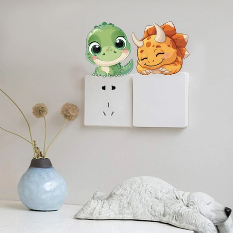 Simpatici Adesivi per Interruttori della Luce a Forma di Dinosauro in PVC Impermeabile per Cameretta dei Bambini