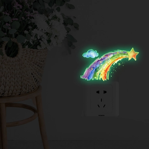 Adesivo Per Interruttore Arcobaleno Meteora Luminoso Impermeabile PVC Acquerello Decalcomania Parete Per Decorazione Casa Bambini
