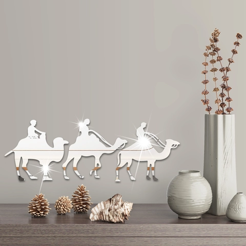 Acryl Spiegel Kamel Karawane Wandtattoos Arabischer Stil Silhouette Reflektierende Abziehbilder Für Wohnzimmer Schlafzimmer