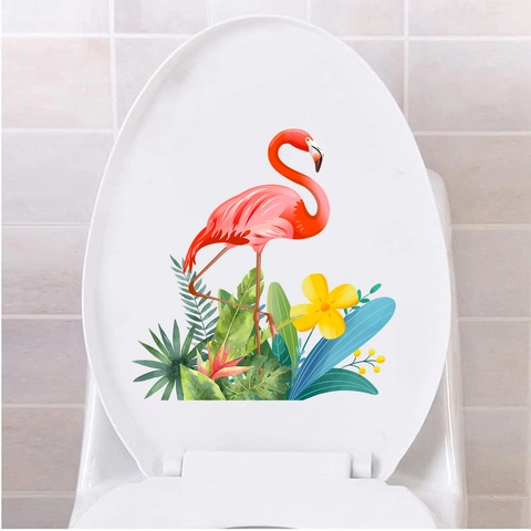 Tropische Flamingo Wandaufkleber Wasserdicht PVC Monstera Blatt Blumenaufkleber Für Wohnzimmer Schlafzimmer Toilette Deko