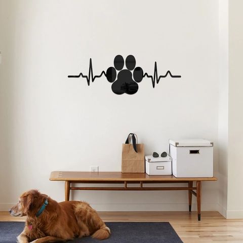 Pegatina de Pared de Espejo Acrílico Creativa Huella de Gato Latido EKG DIY Decoración Para Sala de Estar Dormitorio Calcomanía