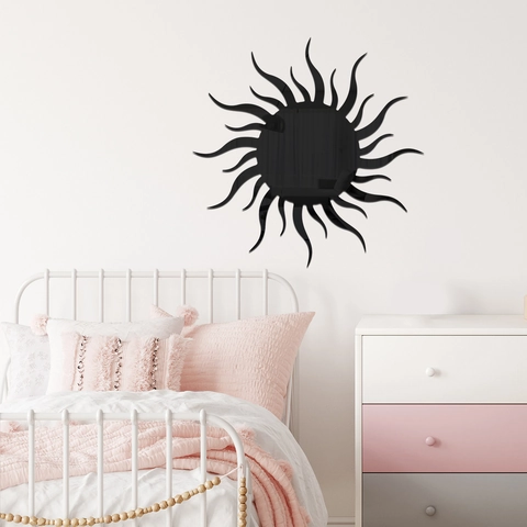 Adesivo Murale Specchio Sole in Acrilico Moderno Raggi di Sole Fai-da-Te per Soggiorno Camera da Letto Ufficio Oro Argento Nero