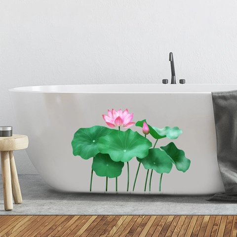 Elegante Adesivo Murale Fiore di Loto PVC Removibile Floreale Decalcomanie per Camera da Letto Soggiorno Sfondo Murale