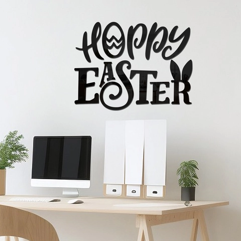 Hoppy Πάσχα Καθρέφτης Ακρυλικό 3D Αυτοκόλλητο Τοίχου Με Σχέδια Αυτιά Κουνελιού Αυγό Για Διακόσμηση Σπιτιού Σαλόνι