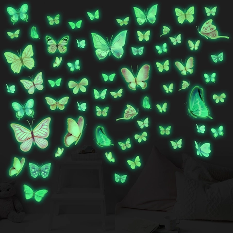 Leuchtende Schmetterling Wandaufkleber Glow In Dark Aquarell Schmetterling Wandtattoo Für Kinderzimmer Schlafzimmer Deko