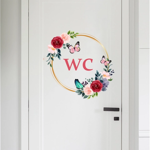 PVC Aquarell Blumen Schmetterling Toilettenaufkleber WC Schild Rund Wandtattoo Für Badezimmer Toilette Haus Dekoration Ornament