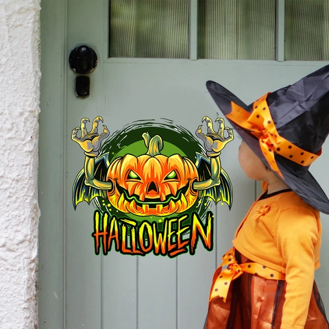 Creative Halloween Demon Pumpkin Wall Sticker Removable PVC Decal For Home Bedroom Living Room Festive Decoration Art Mural