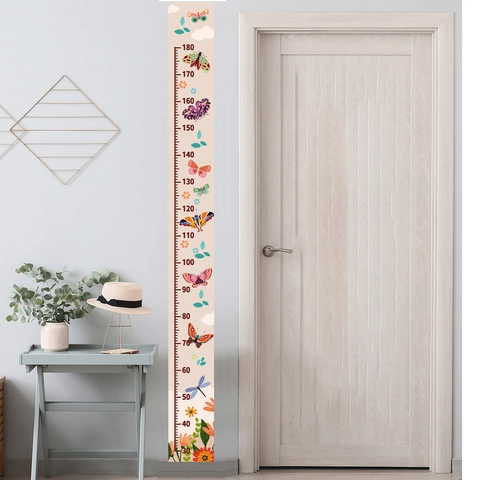 Schmetterling Blumen Höhenwachstumstabelle Wandaufkleber Für Kinder Wasserdicht Abnehmbar Höhenlineal Messung Aufkleber Deko