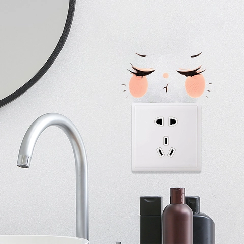Niedliche Cartoon Emoji Gesicht Wandsticker Wasserdichte PVC DIY Lichtschalter Steckdose Dekoration Aufkleber Für Zuhause Zimmer