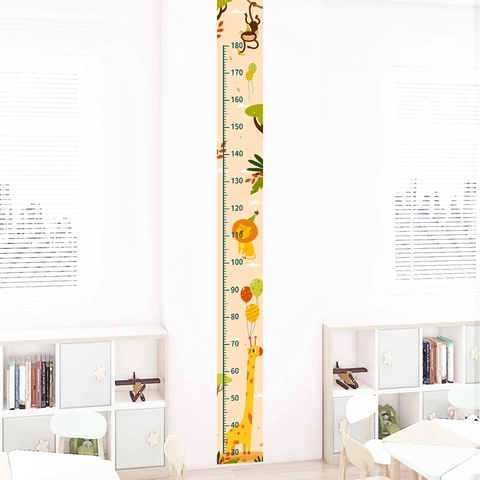 Cartoon Giraffe Dier Kinderen Hoogte Groeigrafiek Muursticker PVC Zelfklevend Verwijderbaar Kamer Decor Voor Kleuterschool