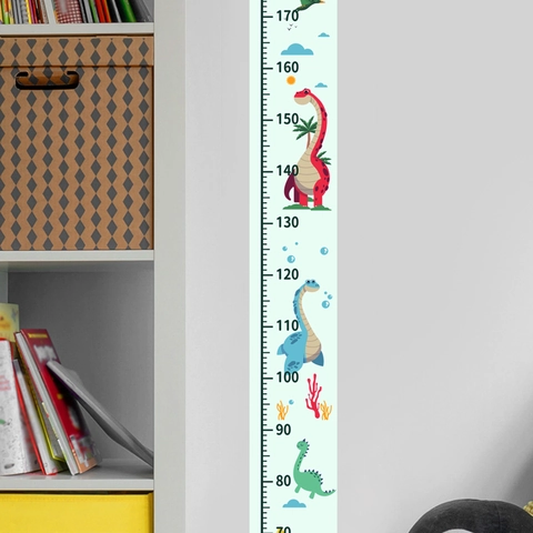 Dinosaur Height Growth Chart Wall Sticker For Kids Room Cartoon PVC Removable Animals Height Measurement Ruler Decor