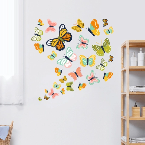 Pegatinas de Pared de Mariposas de Colores Calcomanías de PVC Removibles Para Sala de Estar Dormitorio Decoración del Hogar Murales de Arte DIY