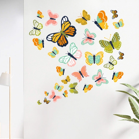 Pegatinas de Pared de Mariposas de Colores Calcomanías de PVC Removibles Para Sala de Estar Dormitorio Decoración del Hogar Murales de Arte DIY