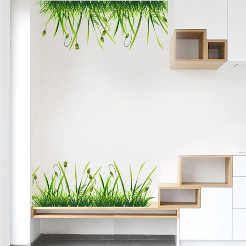Grünes Gras Sämling Wandaufkleber PVC Abnehmbare Botanische Wandtattoo Für Wohnzimmer Schlafzimmer Home Dekoration Modern DIY Art