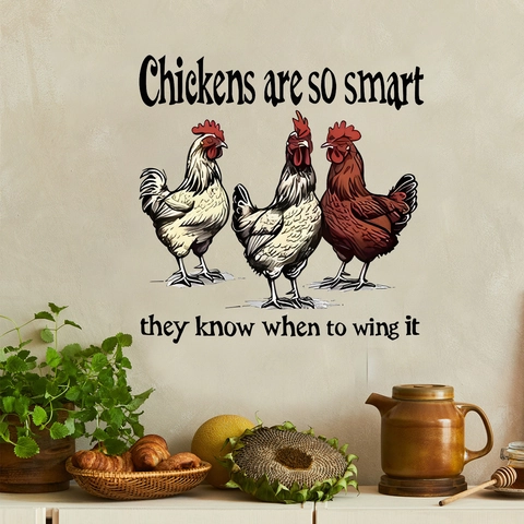 Farmhouse Rooster Wall Sticker PVC Chicken Decal With Humor Quote For Kitchen Dining Room Home Decor Removable Art Wall Mural