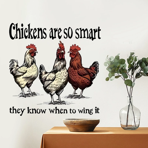 Farmhouse Rooster Wall Sticker PVC Chicken Decal With Humor Quote For Kitchen Dining Room Home Decor Removable Art Wall Mural