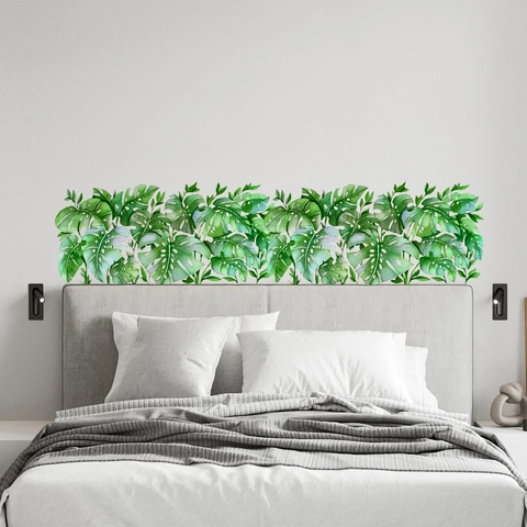 Adesivo Murale Foglie di Monstera Acquerello Pianta Verde Tropicale Decalcomania per Camera da Letto Soggiorno Cucina Casa