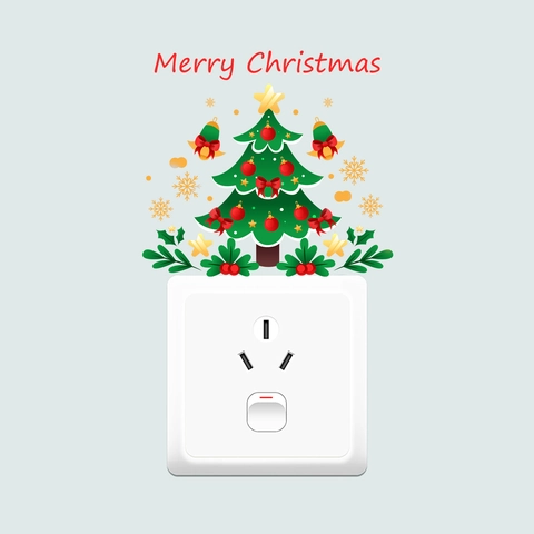 Adhesivos para Interruptor de Árbol de Navidad Papá Noel PVC Removibles Merry Christmas Calcomanías de Pared Para Decoración de Enchufes del Hogar
