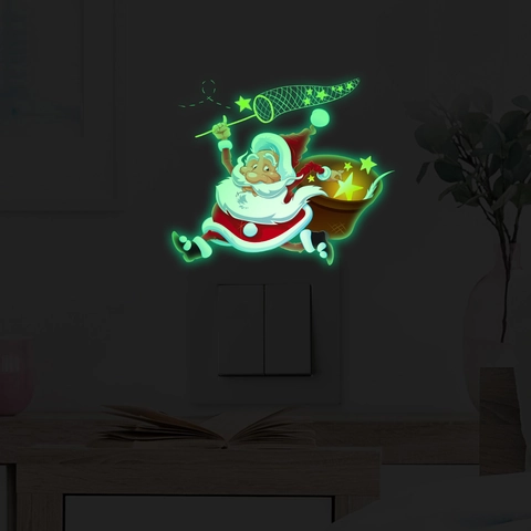Weihnachten Leuchtende Weihnachtsmann Weihnachtsbaum Wandaufkleber Glow In The Dark Schalter Aufkleber Für Haus Dekoration