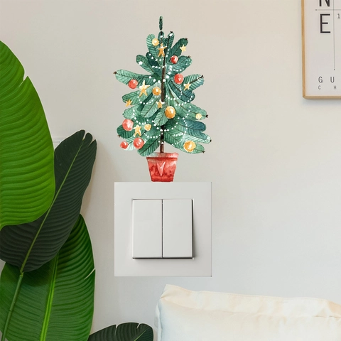 Weihnachten Leuchtende Weihnachtsmann Weihnachtsbaum Wandaufkleber Glow In The Dark Schalter Aufkleber Für Haus Dekoration