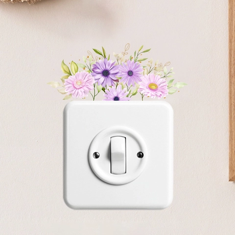 Kreative Aquarell Blume Lichtschalter Aufkleber PVC Gänseblümchen Wandtattoo Für Wohnzimmer Schlafzimmer Home Dekoration Ästhetik