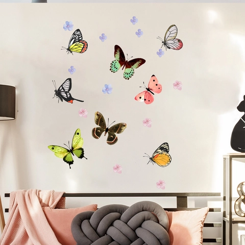 Mooie Vlinder En Bloemen Muurstickers PVC Verwijderbare DIY Muurstickers Voor Huis Slaapkamer Woonkamer Decoratie