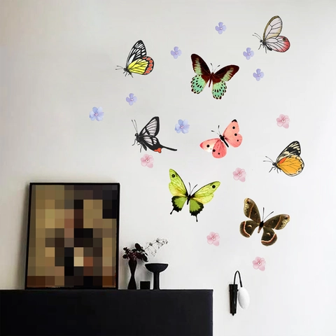 Mooie Vlinder En Bloemen Muurstickers PVC Verwijderbare DIY Muurstickers Voor Huis Slaapkamer Woonkamer Decoratie