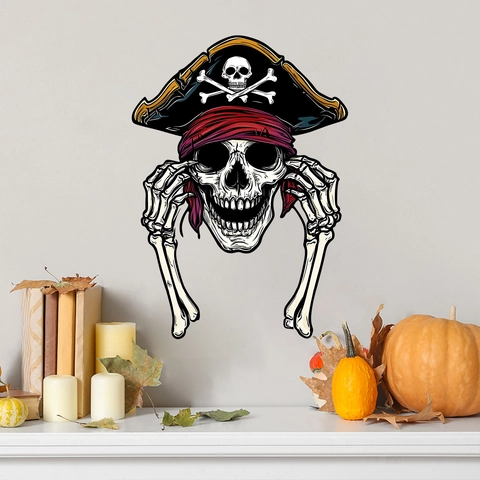 Halloween Pirate Skull Wall Sticker PVC Decorative Waterproof Decal For Bedroom Living Room Home Party Festive Decor