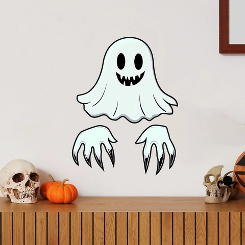 Pegatinas de Pared de Halloween de Fantasma de Dibujos Animados Calcomanía de PVC Extraíble Para Decoración de Fiesta