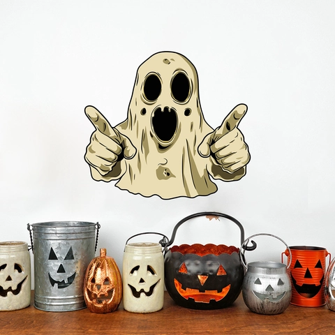 Pegatinas de Pared de Halloween de Fantasma de Dibujos Animados Calcomanía de PVC Extraíble Para Decoración de Fiesta