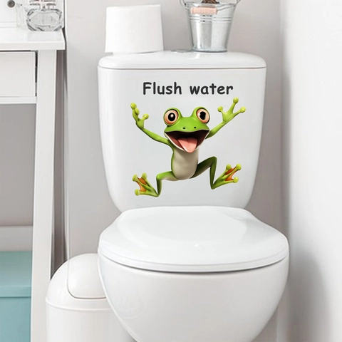 3D Cartoon Frog Toilet Sticker PVC Waterproof Flush Water Removable Wall Decal For Bathroom Home Decor Funny Animal Mural