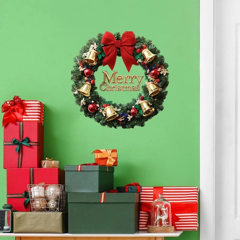 Adesivo Murale in PVC con Ghirlanda di Natale Campana Fiocco Grafica per Finestra Parete Casa Decor Natale Adesivo Festivo