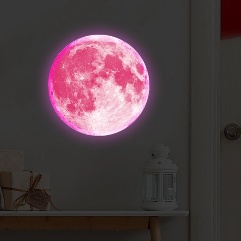 Adesivo da Parete Luna Luminosa PVC Glow In The Dark Decalcomania Planet per Camera dei Bambini Camera da Letto Soggiorno Decorativo Murale Fluorescente