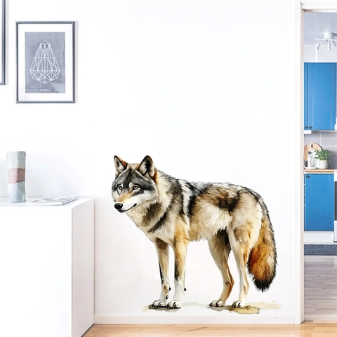 Aquarell Wolf Wandtattoo PVC Abnehmbare Tier Wandaufkleber Für Wohnzimmer Schlafzimmer Moderne Home Art Dekoration Wandbild