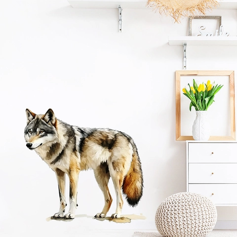 Aquarell Wolf Wandtattoo PVC Abnehmbare Tier Wandaufkleber Für Wohnzimmer Schlafzimmer Moderne Home Art Dekoration Wandbild